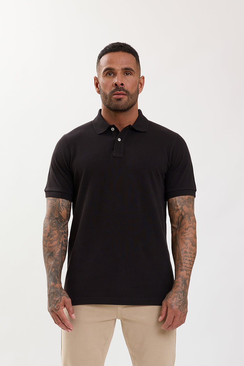 Premium Pique Polo Shirt Black - Emolos