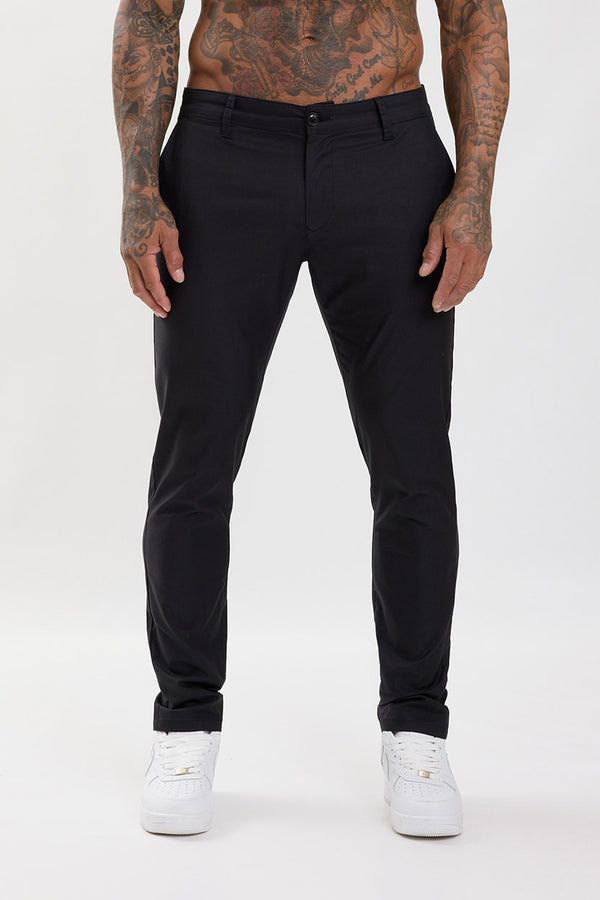 Slim Fit Chino Trousers Black - Emolos