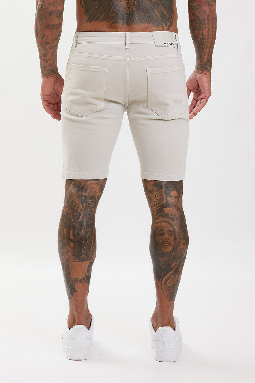 Slim Fit Denim Shorts Light Grey - Emolos