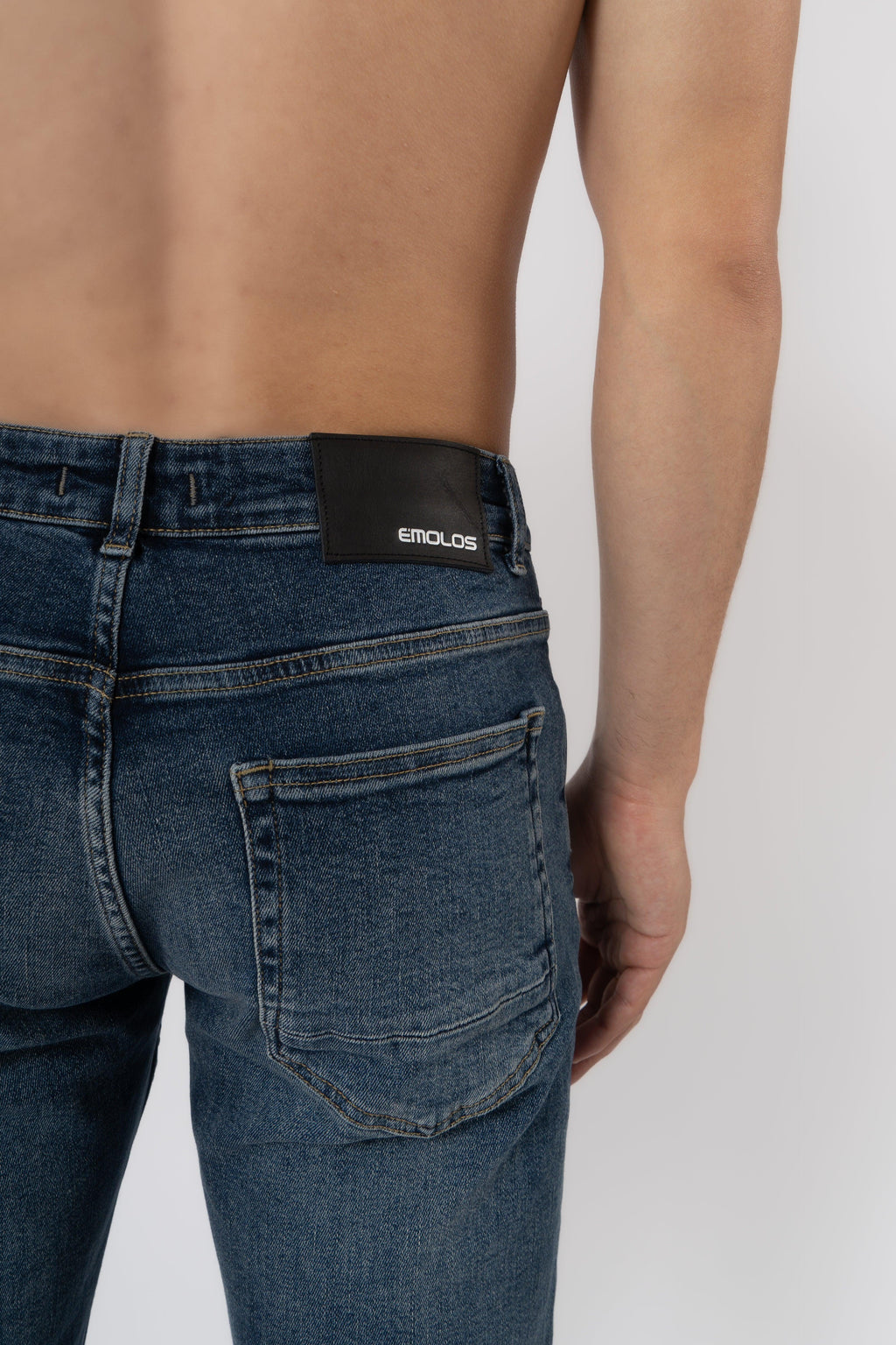 Slim Fit Jeans Washed  Ripped Mid Blue - Emolos
