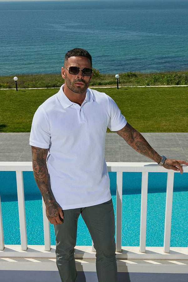 Premium Pique Polo Shirt White - Emolos