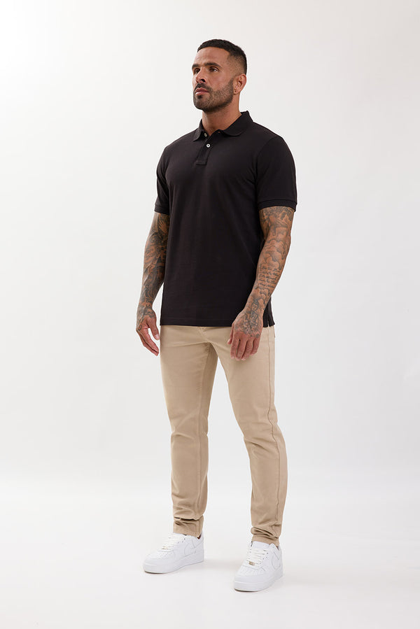 Premium Pique Polo Shirt Black - Emolos