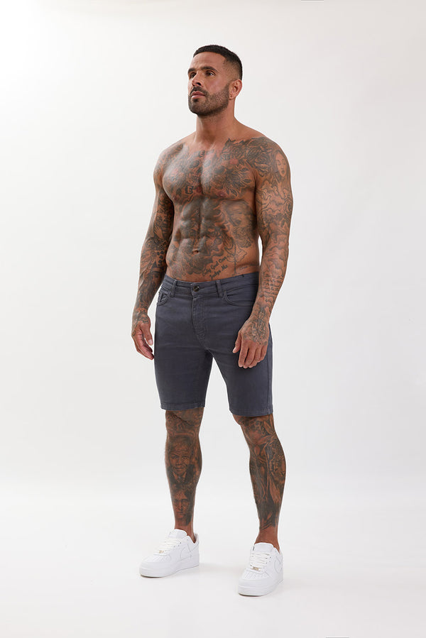 Slim Fit Denim Shorts Dark Grey - Emolos