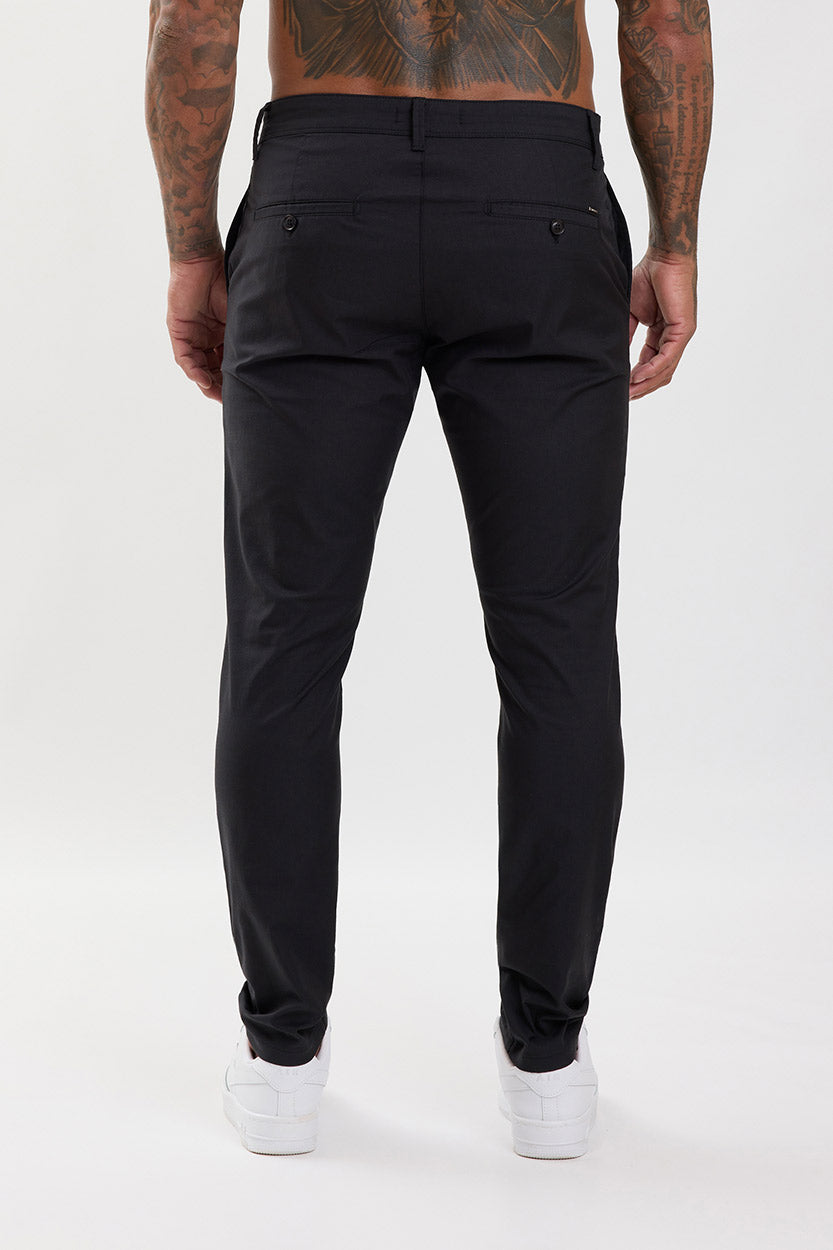 Slim Fit Chino Trousers Black - Emolos