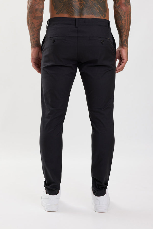 Slim Fit Chino Trousers Black - Emolos