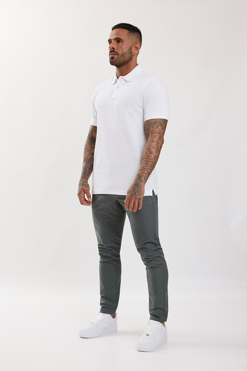 Premium Pique Polo Shirt White - Emolos