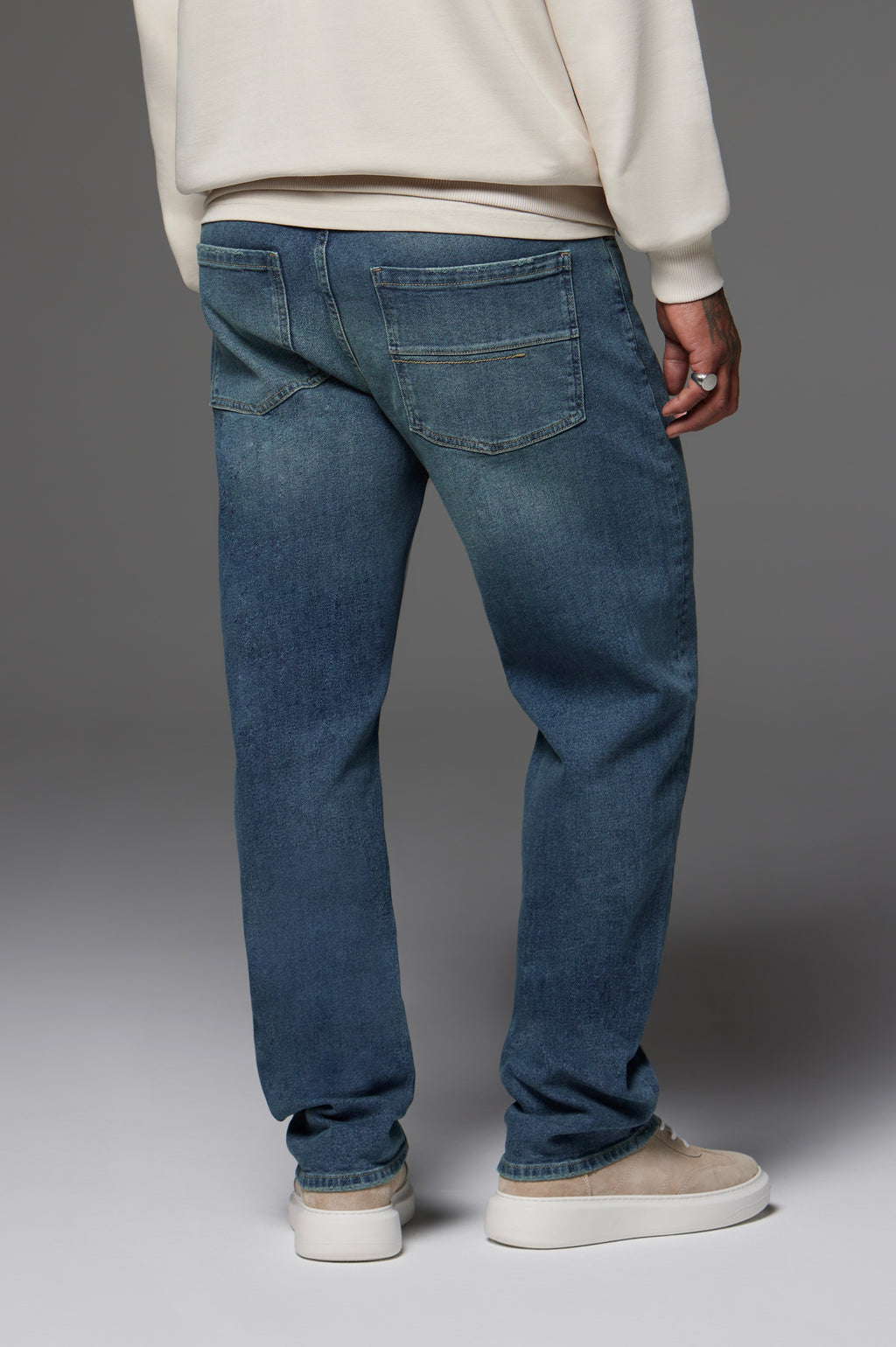 Relaxed Fit Jeans Washed Stone Blue