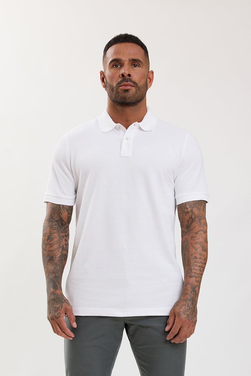 Premium Pique Polo Shirt White - Emolos