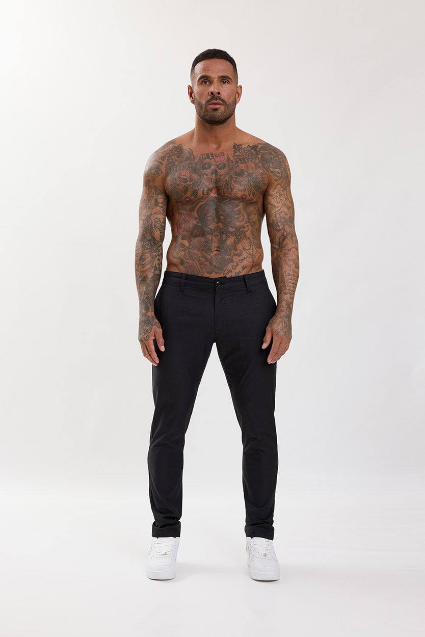 Slim Fit Chino Trousers Black - Emolos