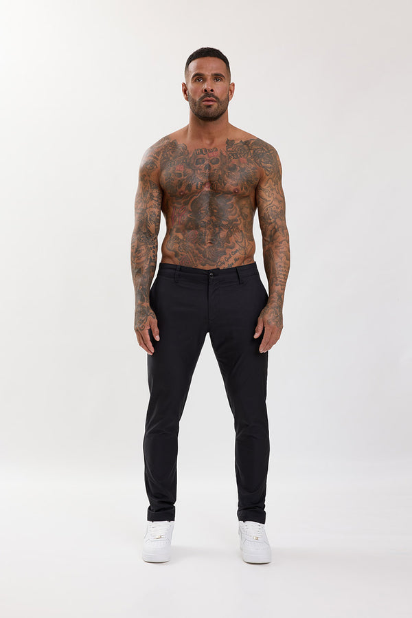Slim Fit Chino Trousers Black - Emolos