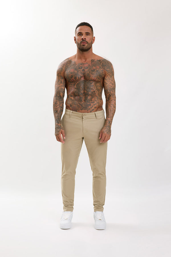 Slim Fit Chino Trousers Stone Beige - Emolos