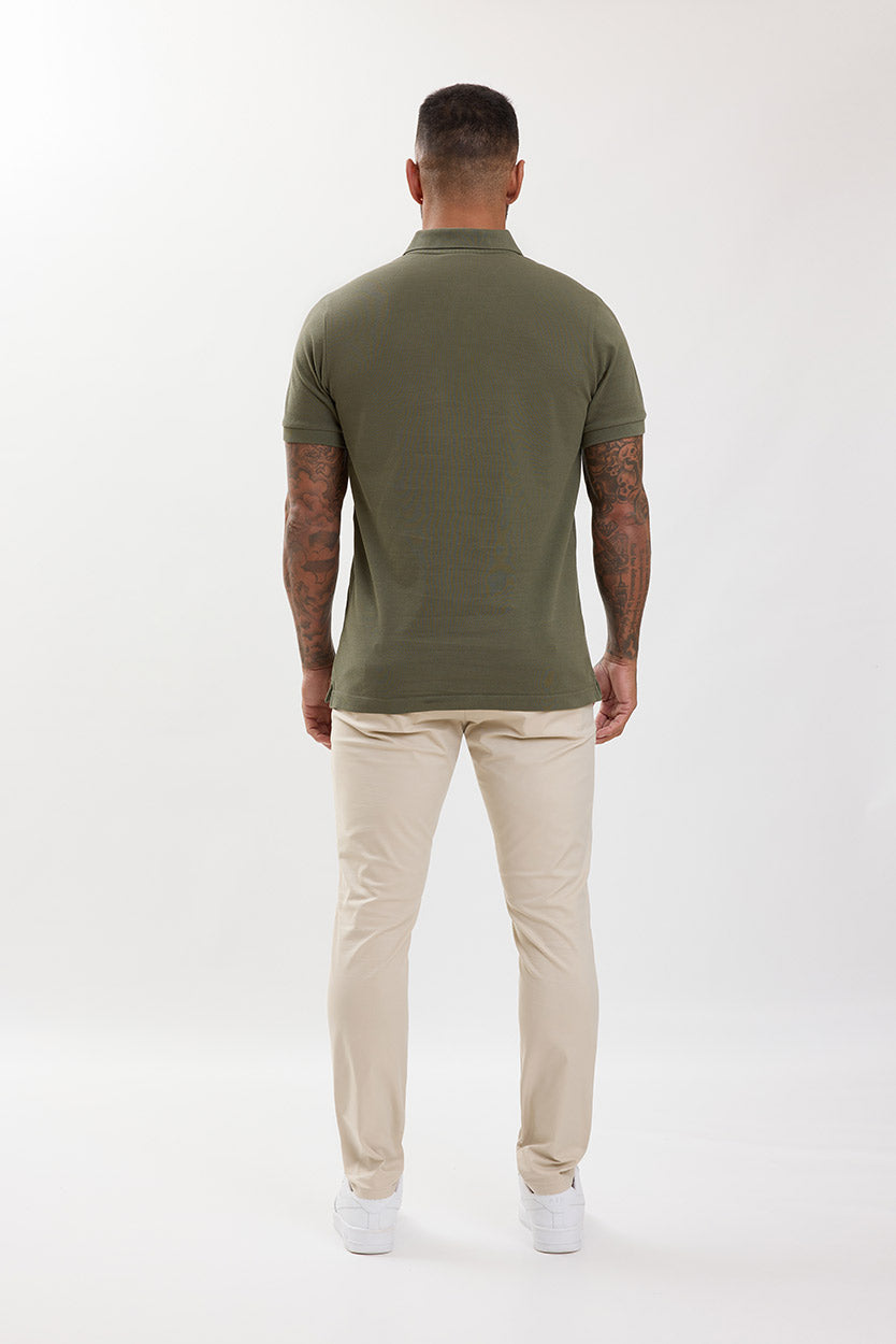 Premium Pique Polo Shirt Olive Khaki - Emolos