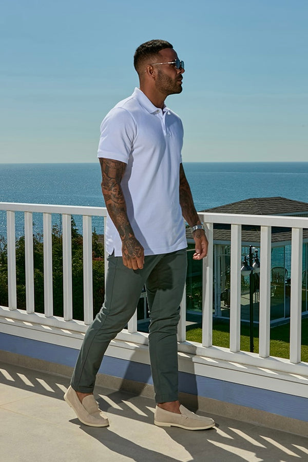Premium Pique Polo Shirt White - Emolos