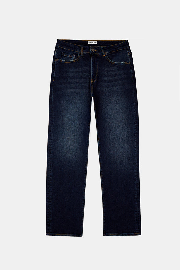 Relaxed Fit Jeans Washed Dark Blue
