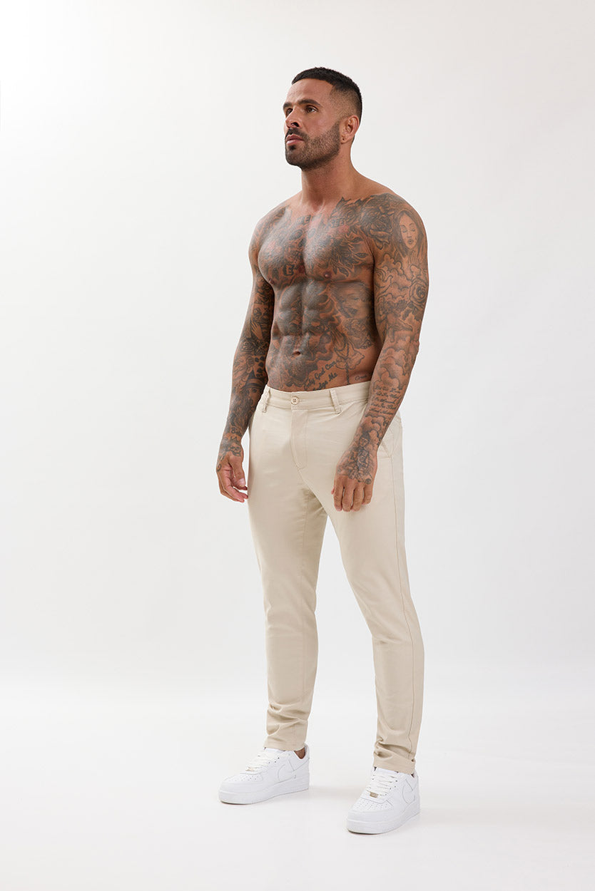 Slim Fit Chino Trousers Soft Sand - Emolos