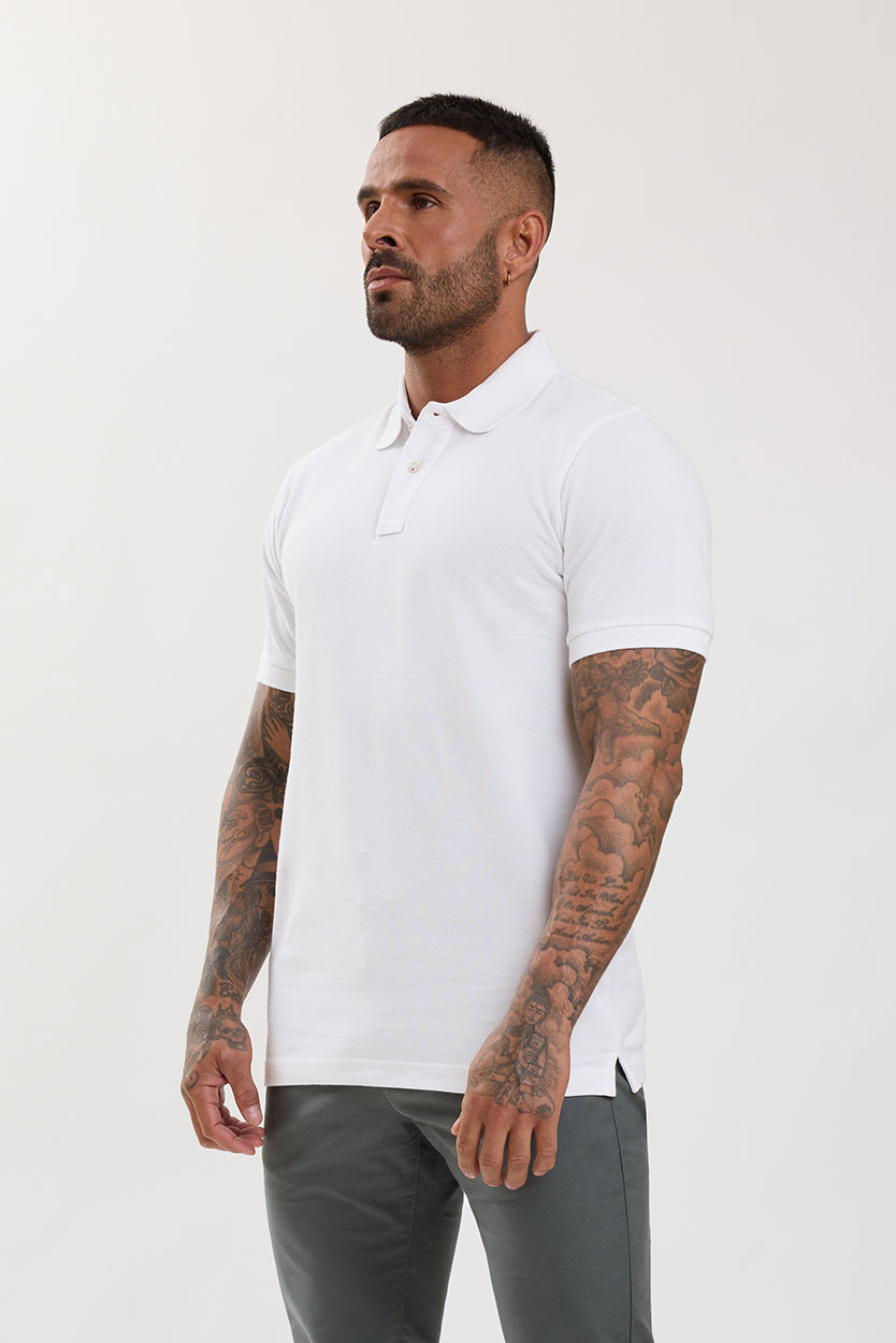 Premium Pique Polo Shirt White - Emolos