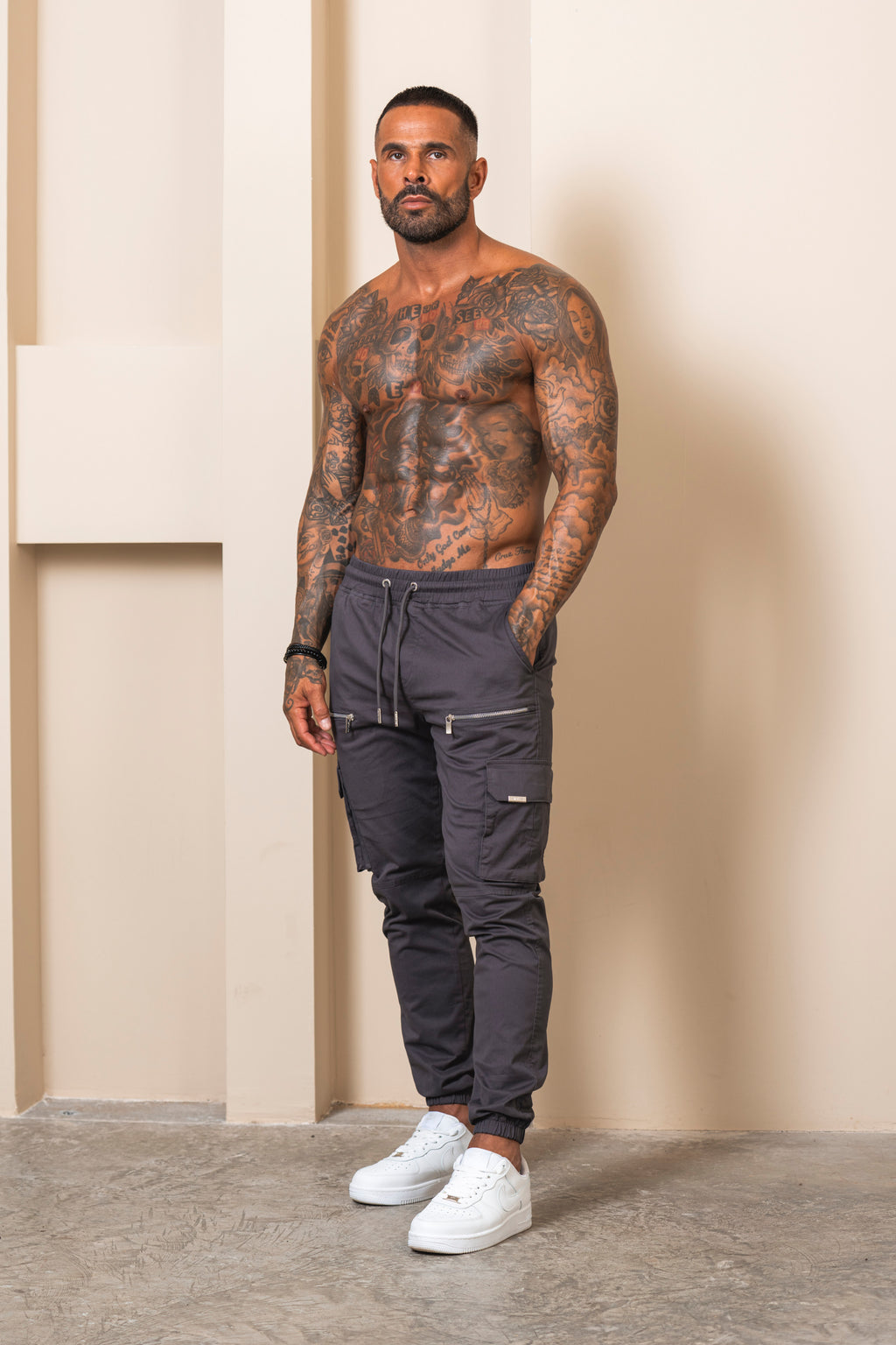 V2 Zip Details Cargo Pants - Dark Grey - Emolos