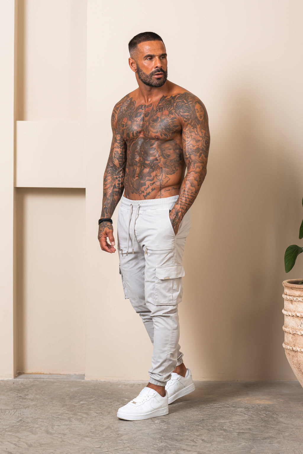 V2 Zip Details Cargo Pants - Light Grey - Emolos