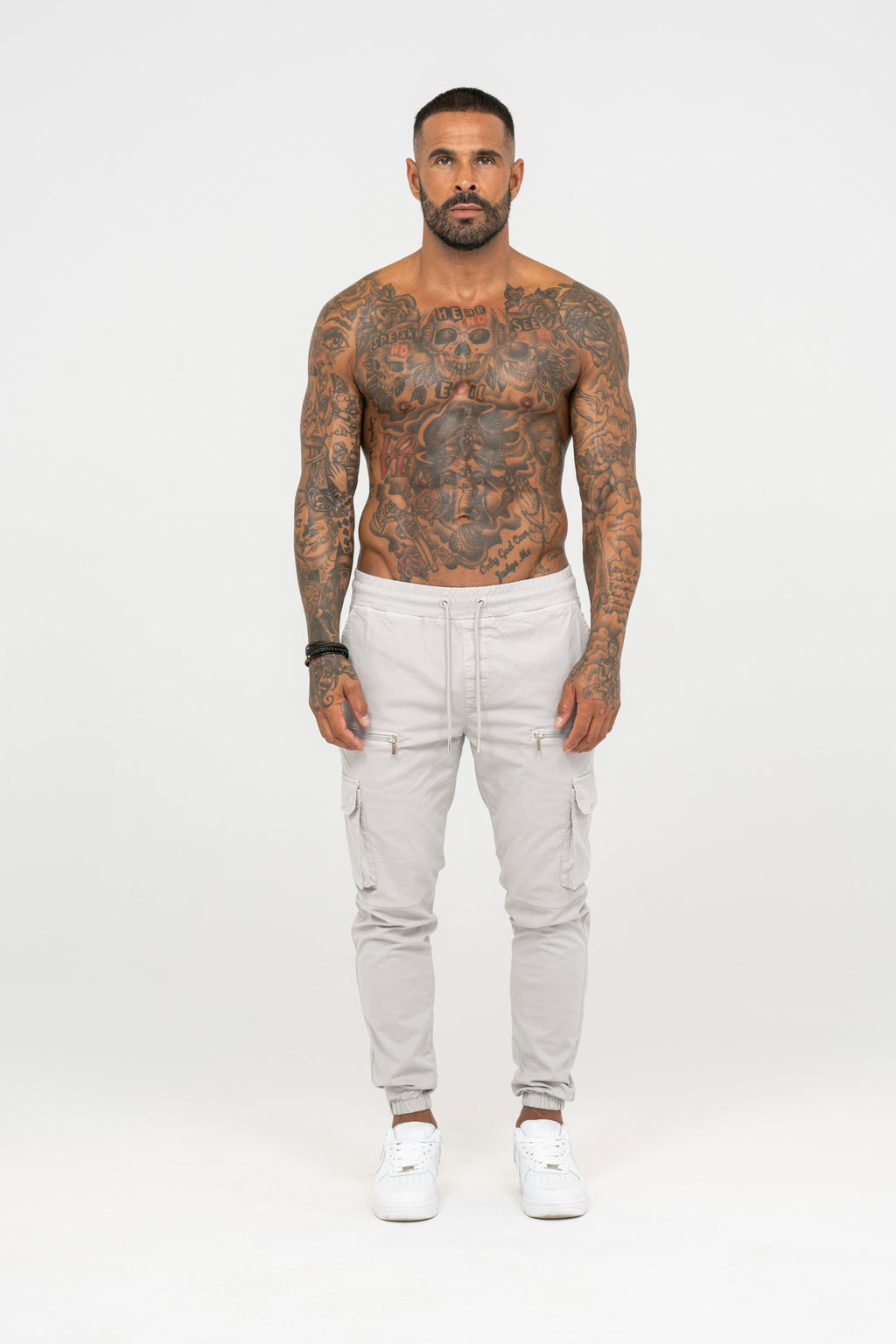 V2 Zip Details Cargo Pants - Light Grey - Emolos