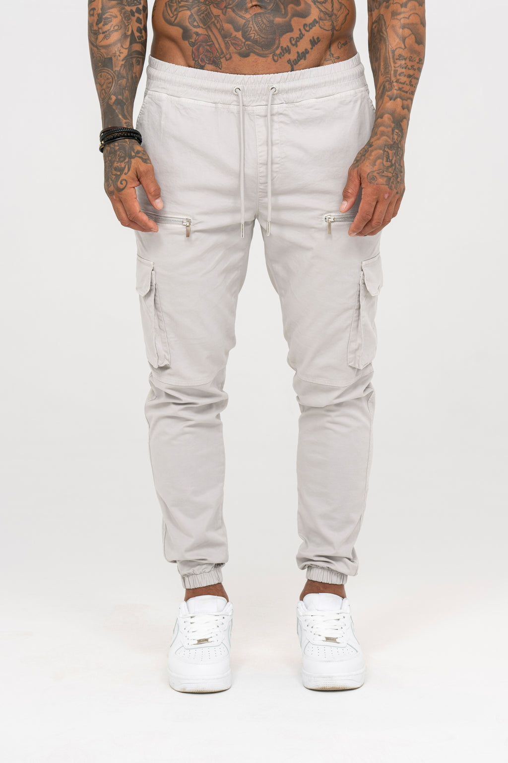 V2 Zip Details Cargo Pants - Light Grey - Emolos