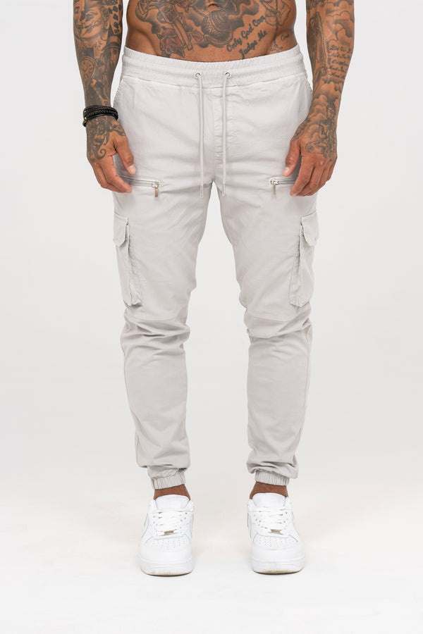 V2 Zip Details Cargo Pants - Light Grey - Emolos