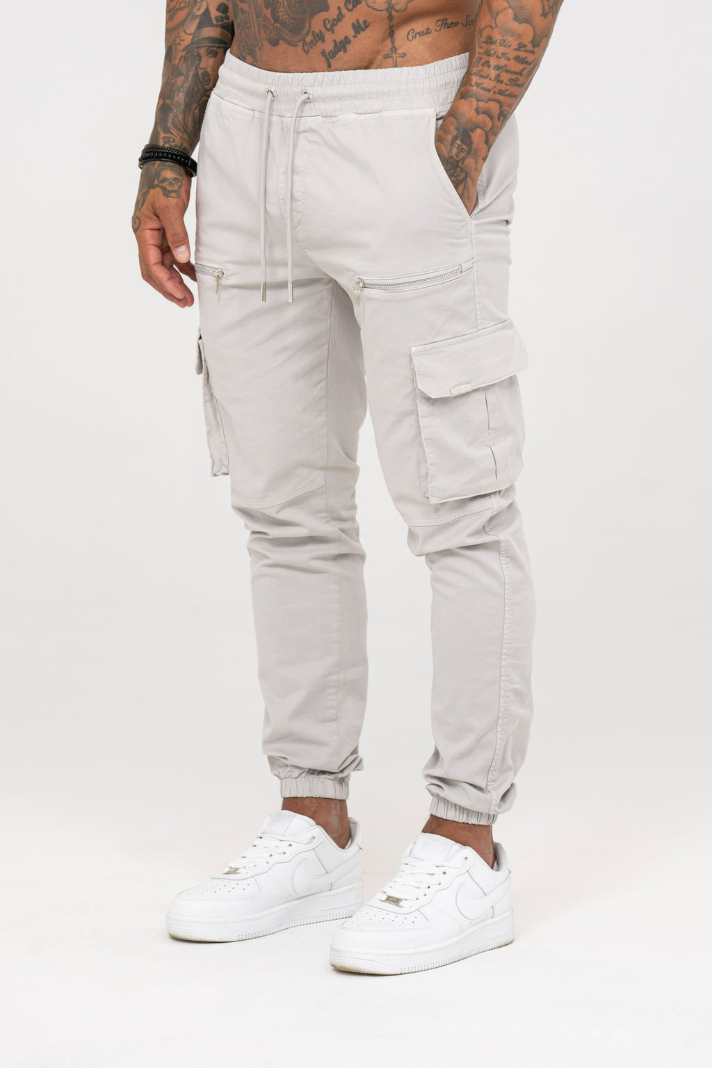 V2 Zip Details Cargo Pants - Light Grey - Emolos
