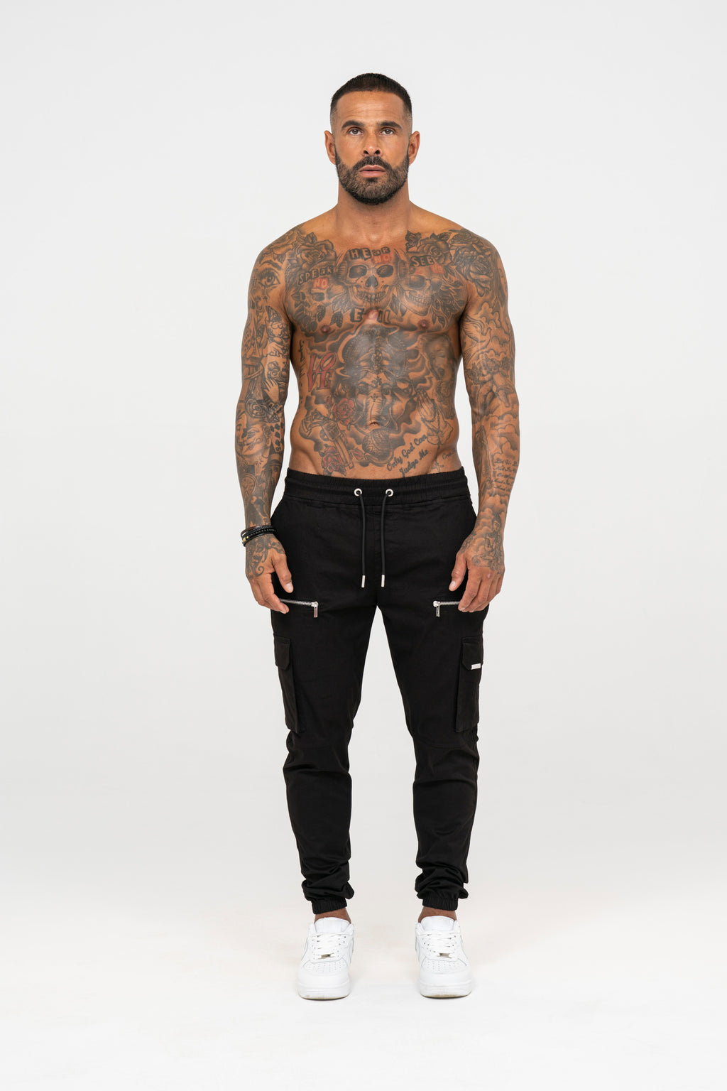 V2 Zip Details Cargo Pants - Black - Emolos