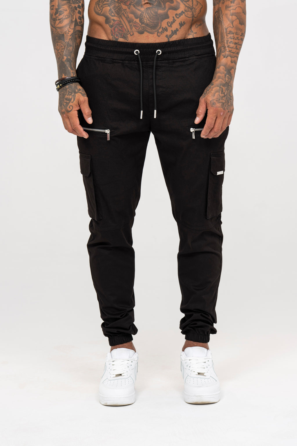 V2 Zip Details Cargo Pants - Black - Emolos