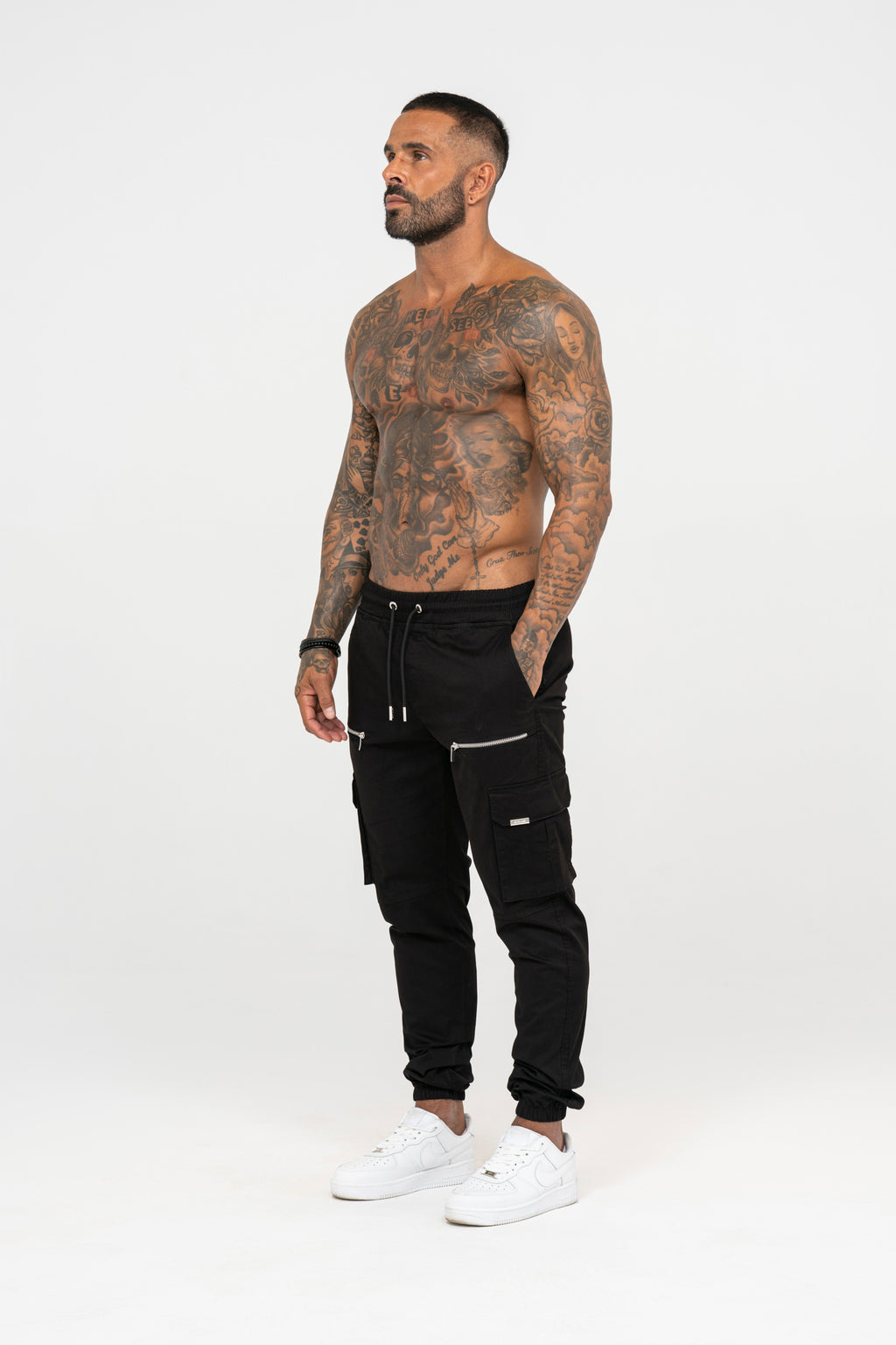 V2 Zip Details Cargo Pants - Black - Emolos