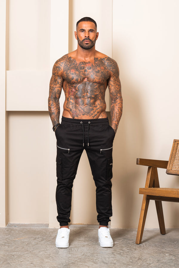 V2 Zip Details Cargo Pants - Black - Emolos