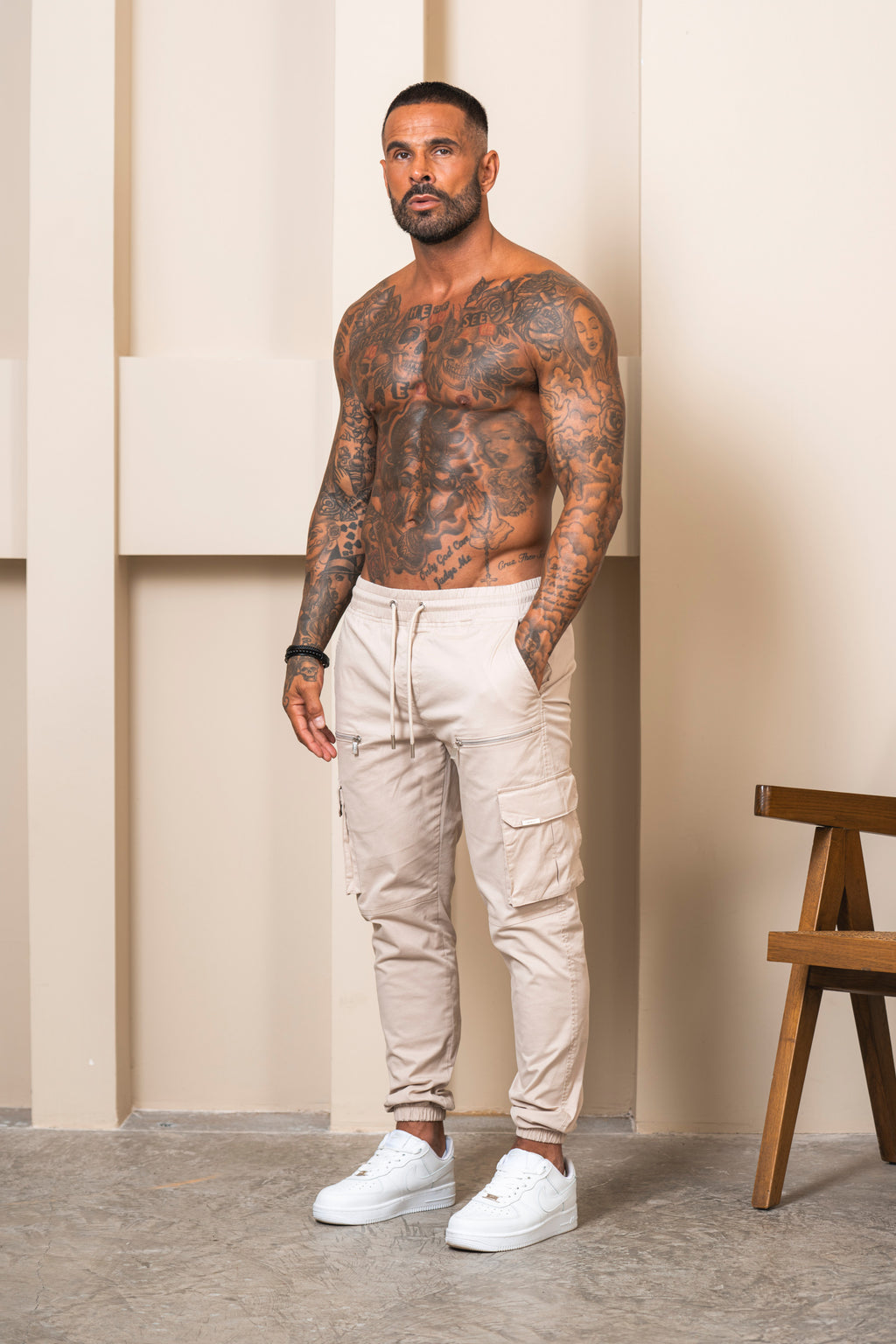 V2 Zip Details Cargo Pants - Beige - Emolos