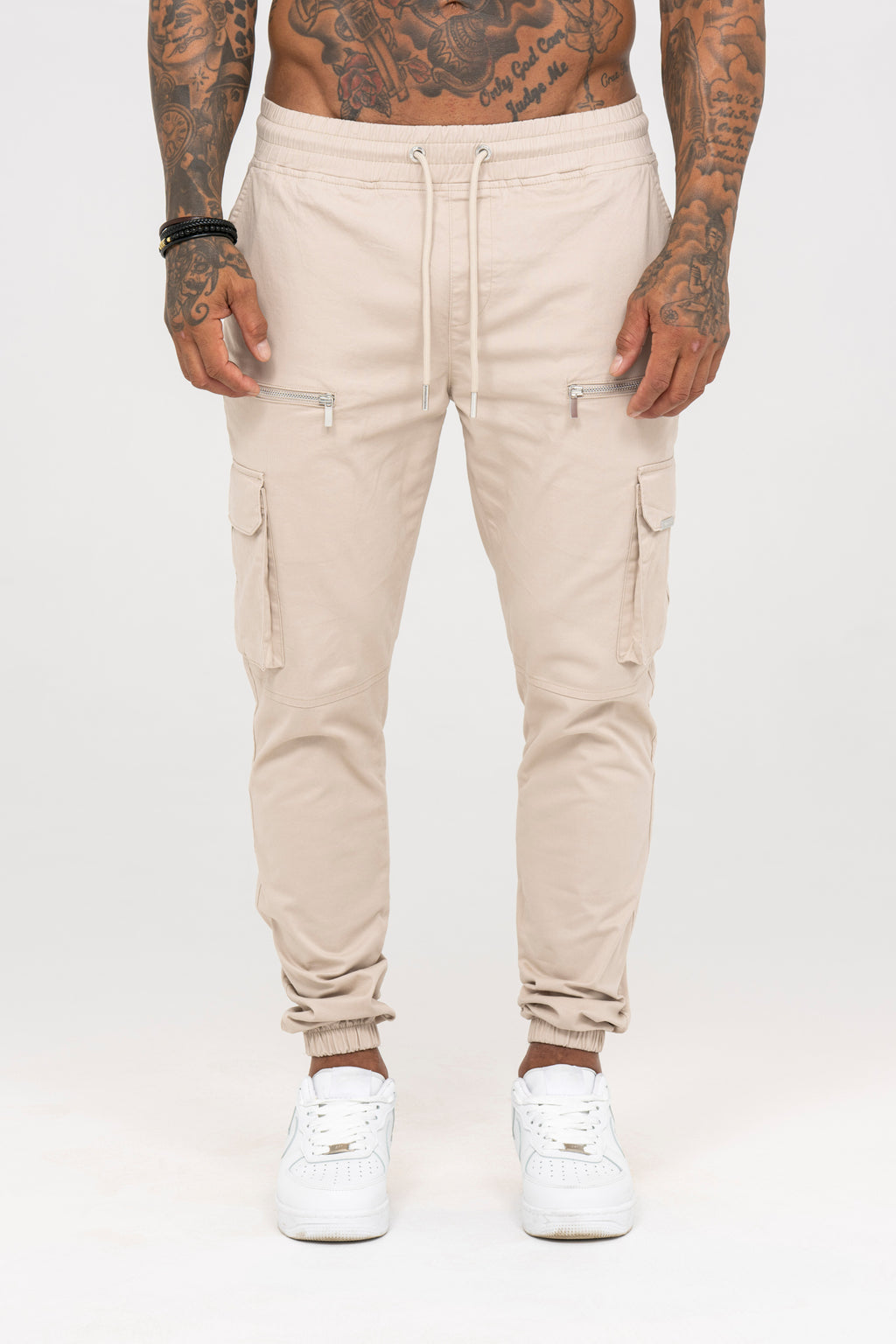 V2 Zip Details Cargo Pants - Beige - Emolos