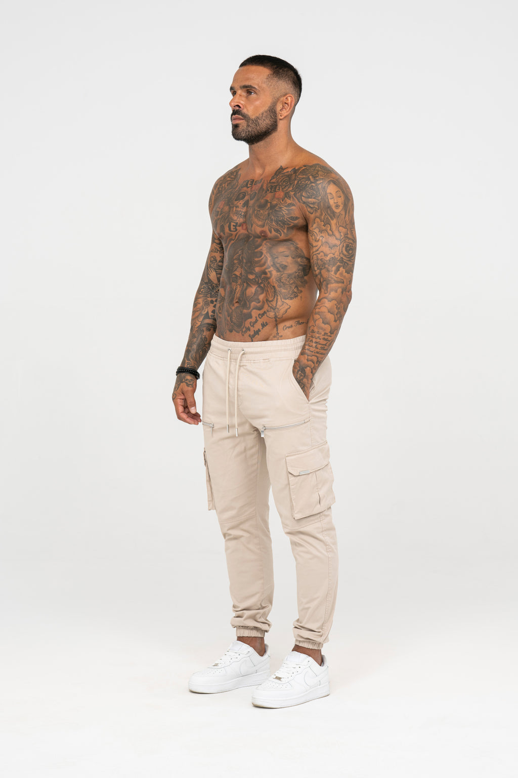 V2 Zip Details Cargo Pants - Beige - Emolos