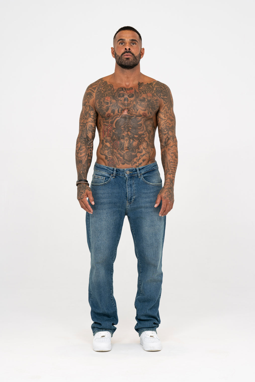 Relaxed Fit Jeans Washed Stone Blue - Emolos