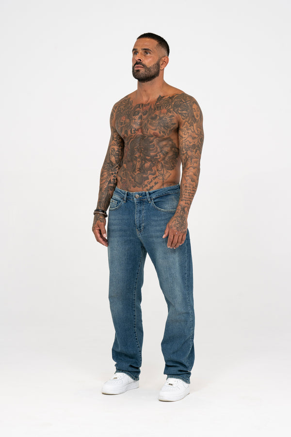 Relaxed Fit Jeans Washed Stone Blue - Emolos