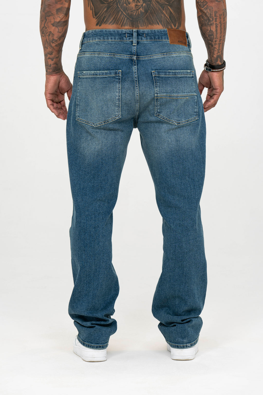 Relaxed Fit Jeans Washed Stone Blue - Emolos