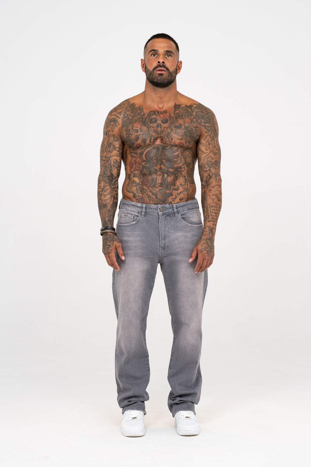 Relaxed Fit Jeans Washed Grey - Emolos