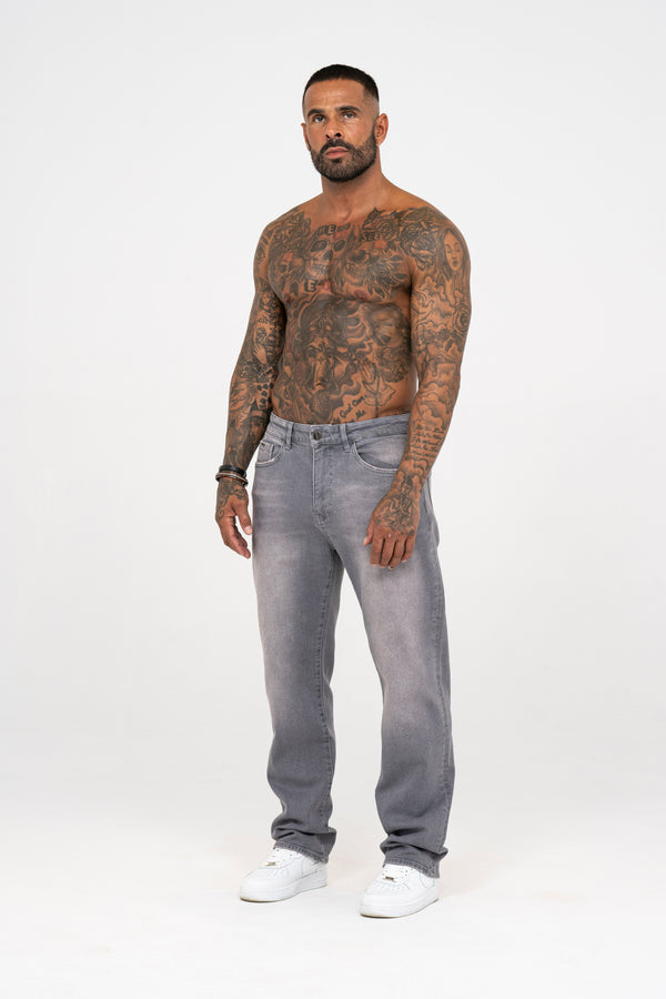 Relaxed Fit Jeans Washed Grey - Emolos
