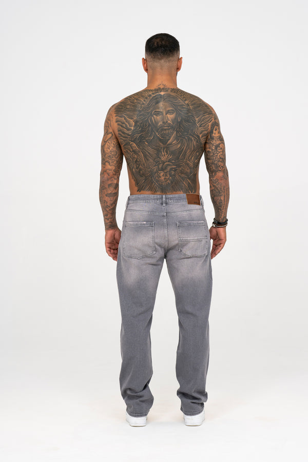 Relaxed Fit Jeans Washed Grey - Emolos