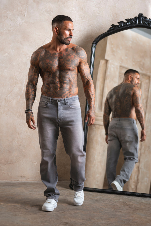 Relaxed Fit Jeans Washed Grey - Emolos