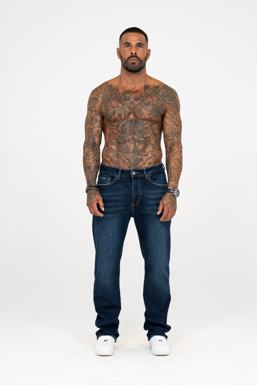 Relaxed Fit Jeans Washed Dark Blue - Emolos