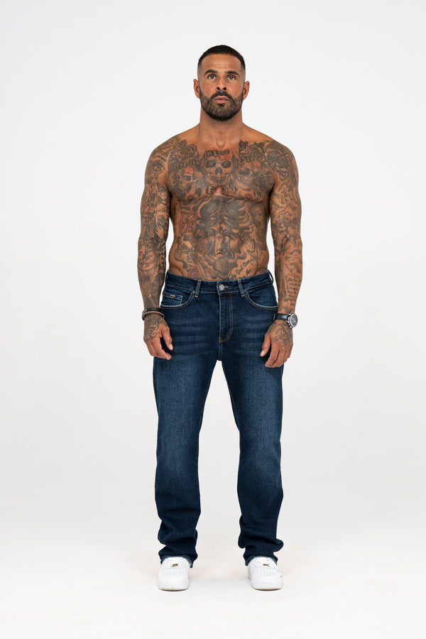 Relaxed Fit Jeans Washed Dark Blue - Emolos