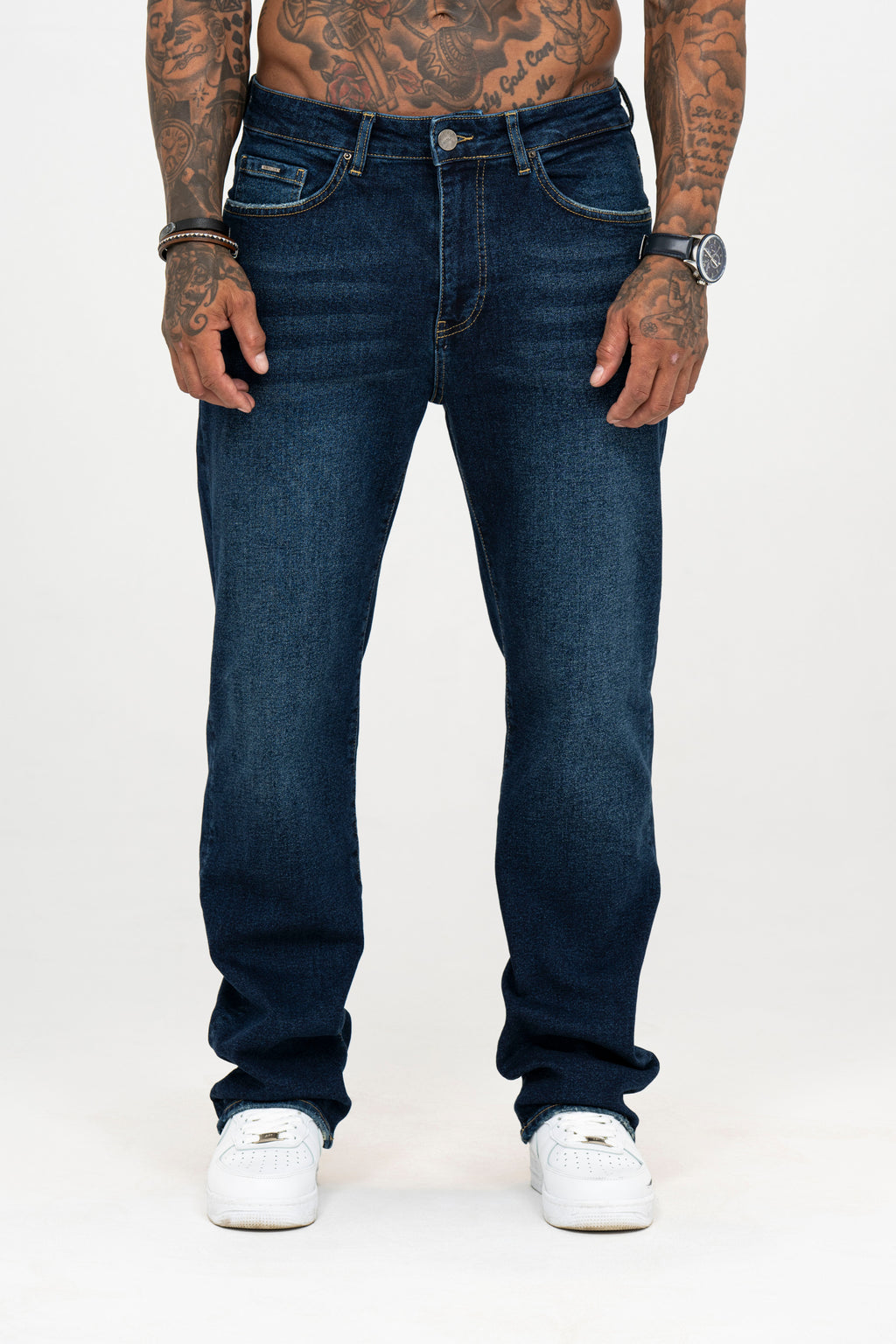 Relaxed Fit Jeans Washed Dark Blue - Emolos