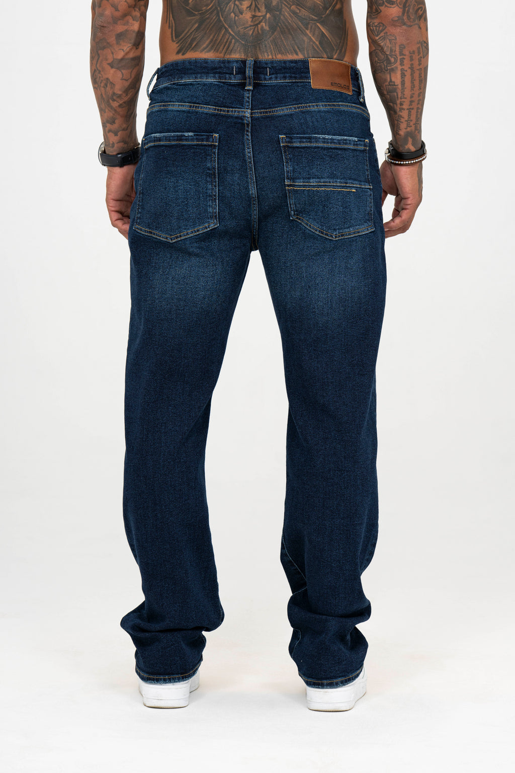 Relaxed Fit Jeans Washed Dark Blue - Emolos