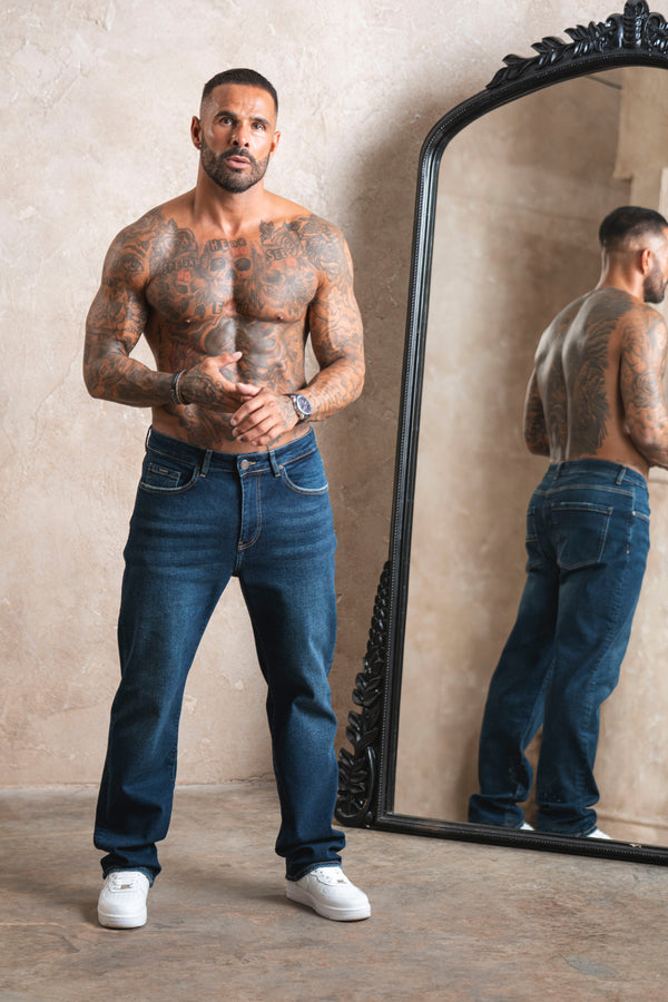 Relaxed Fit Jeans Washed Dark Blue - Emolos