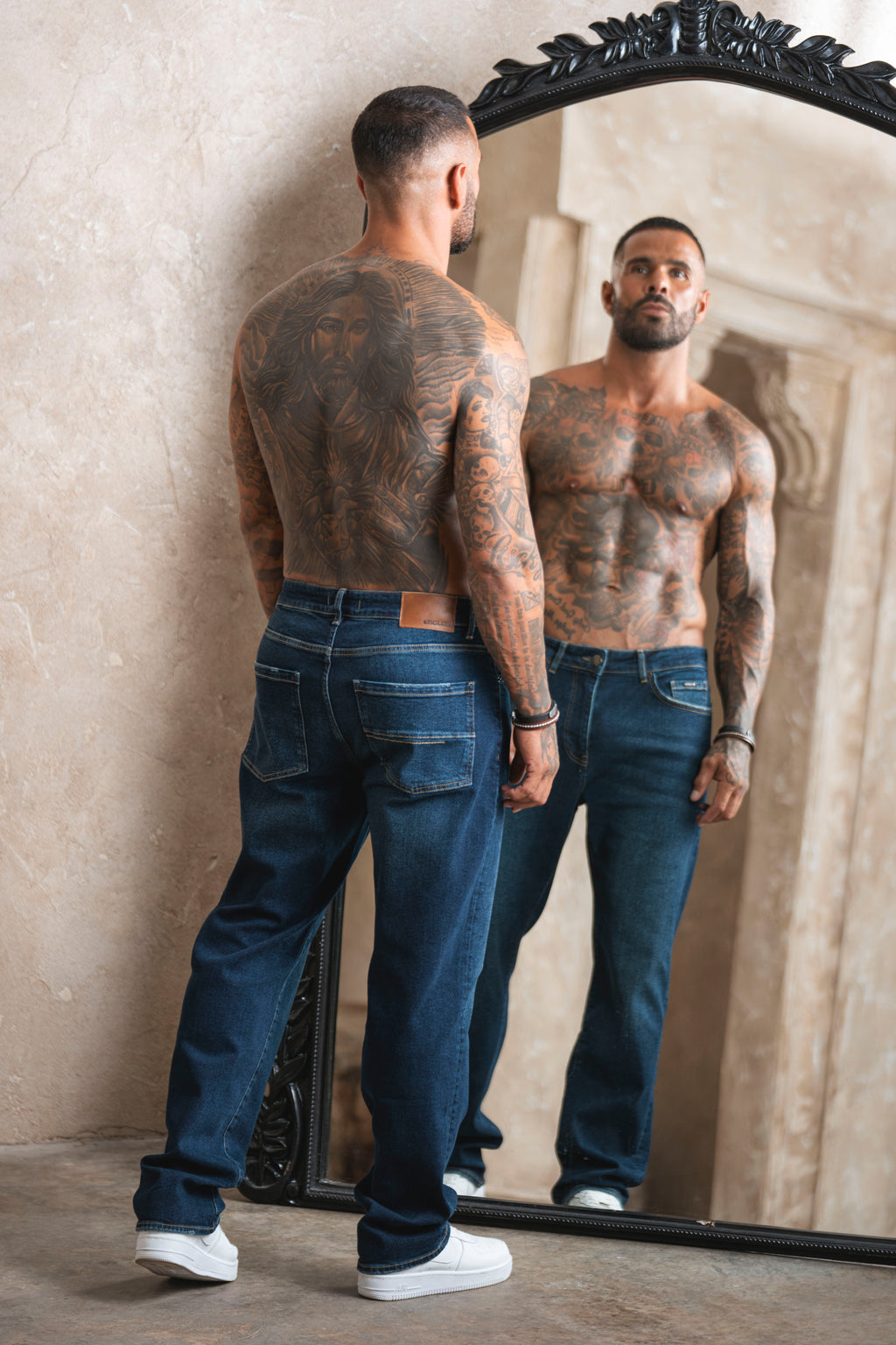 Relaxed Fit Jeans Washed Dark Blue - Emolos