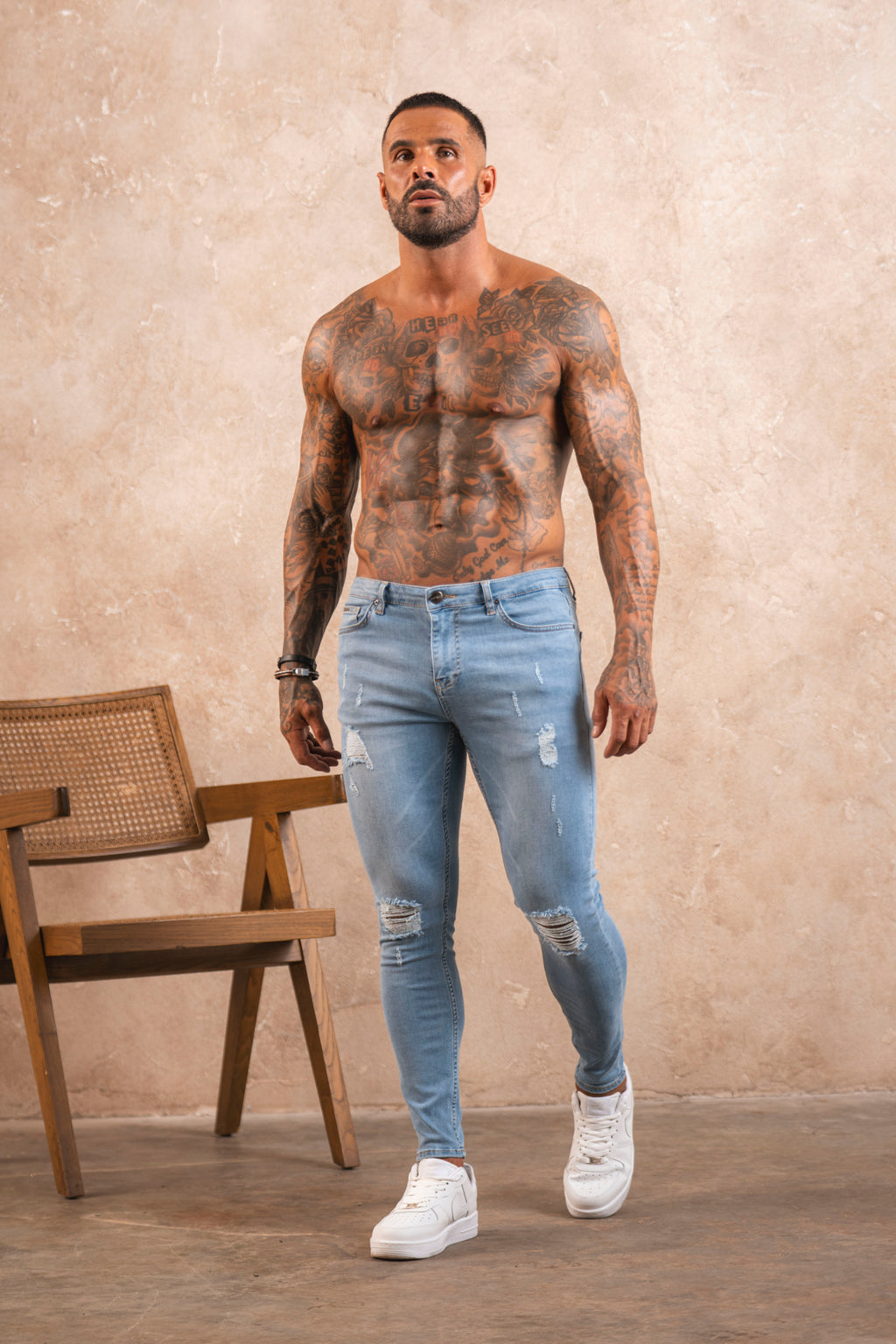 Spray on Jeans Light Blue Ripped - Emolos