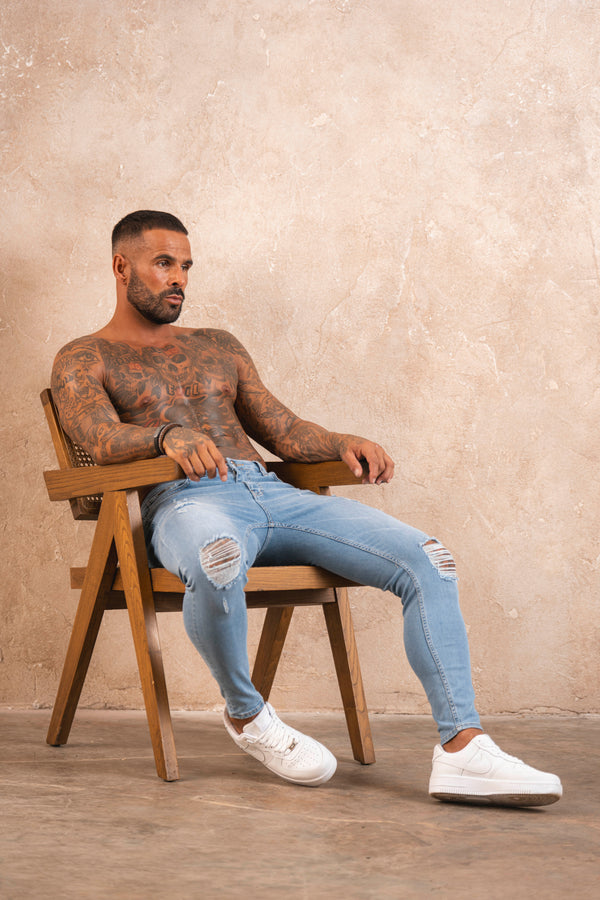 Spray on Jeans Light Blue Ripped - Emolos