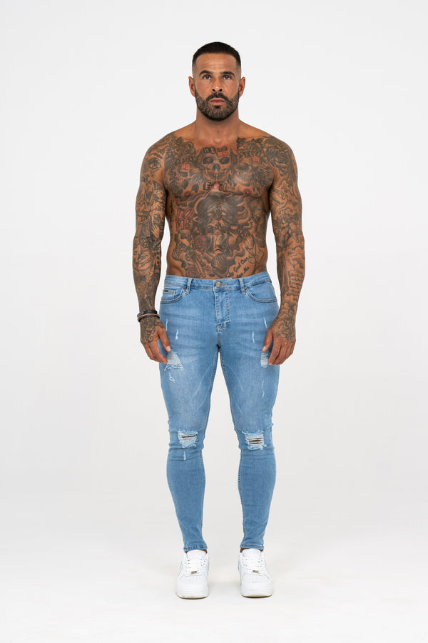 Spray on Jeans Light Blue Ripped - Emolos