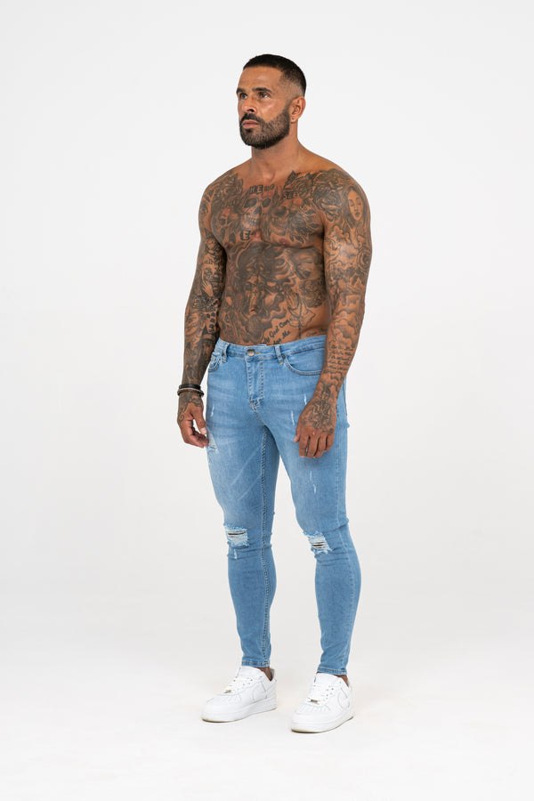 Spray on Jeans Light Blue Ripped - Emolos